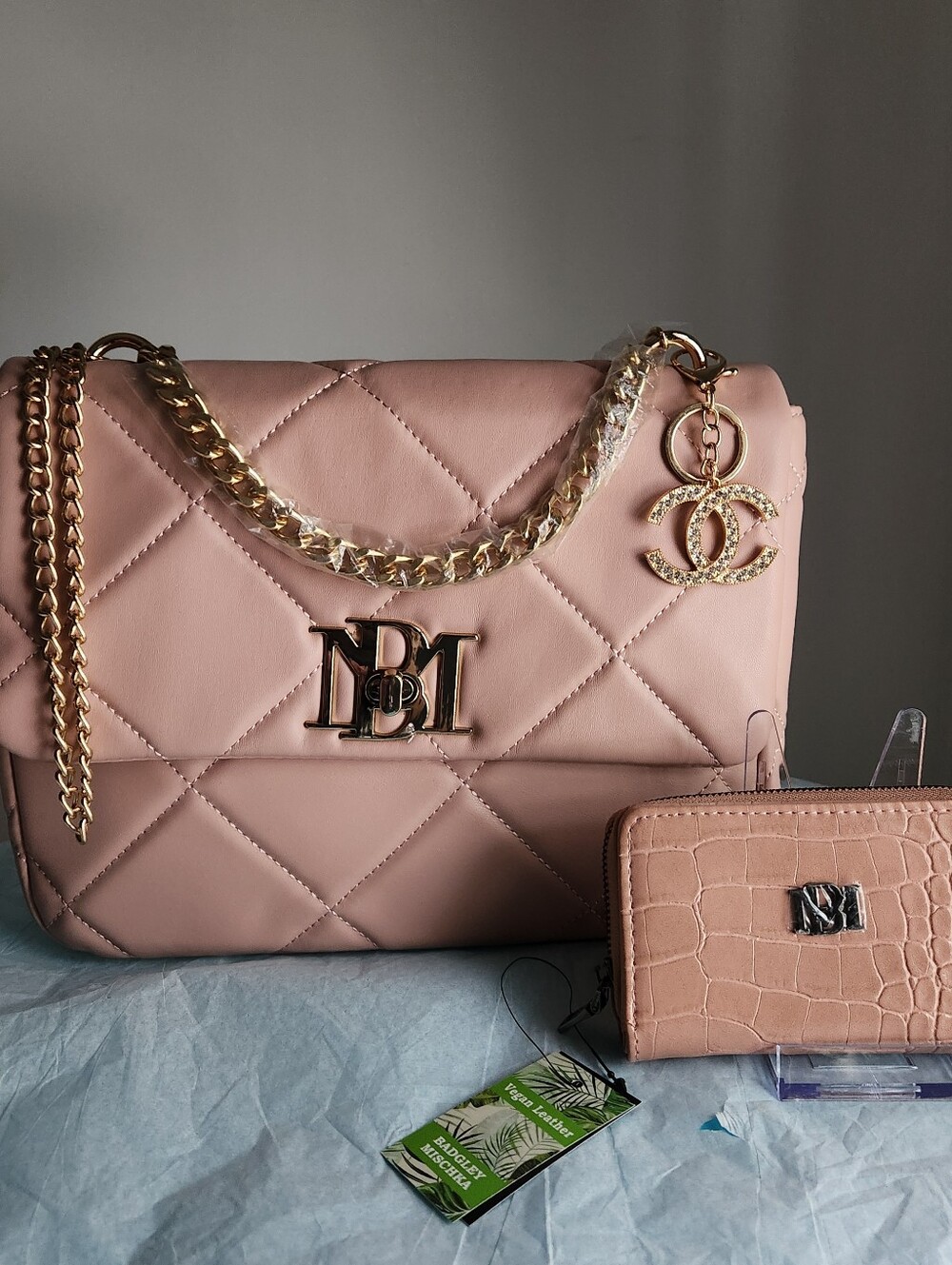 Badgley *NWT* Mischka Blush Quilted Crossbody 4pc Set